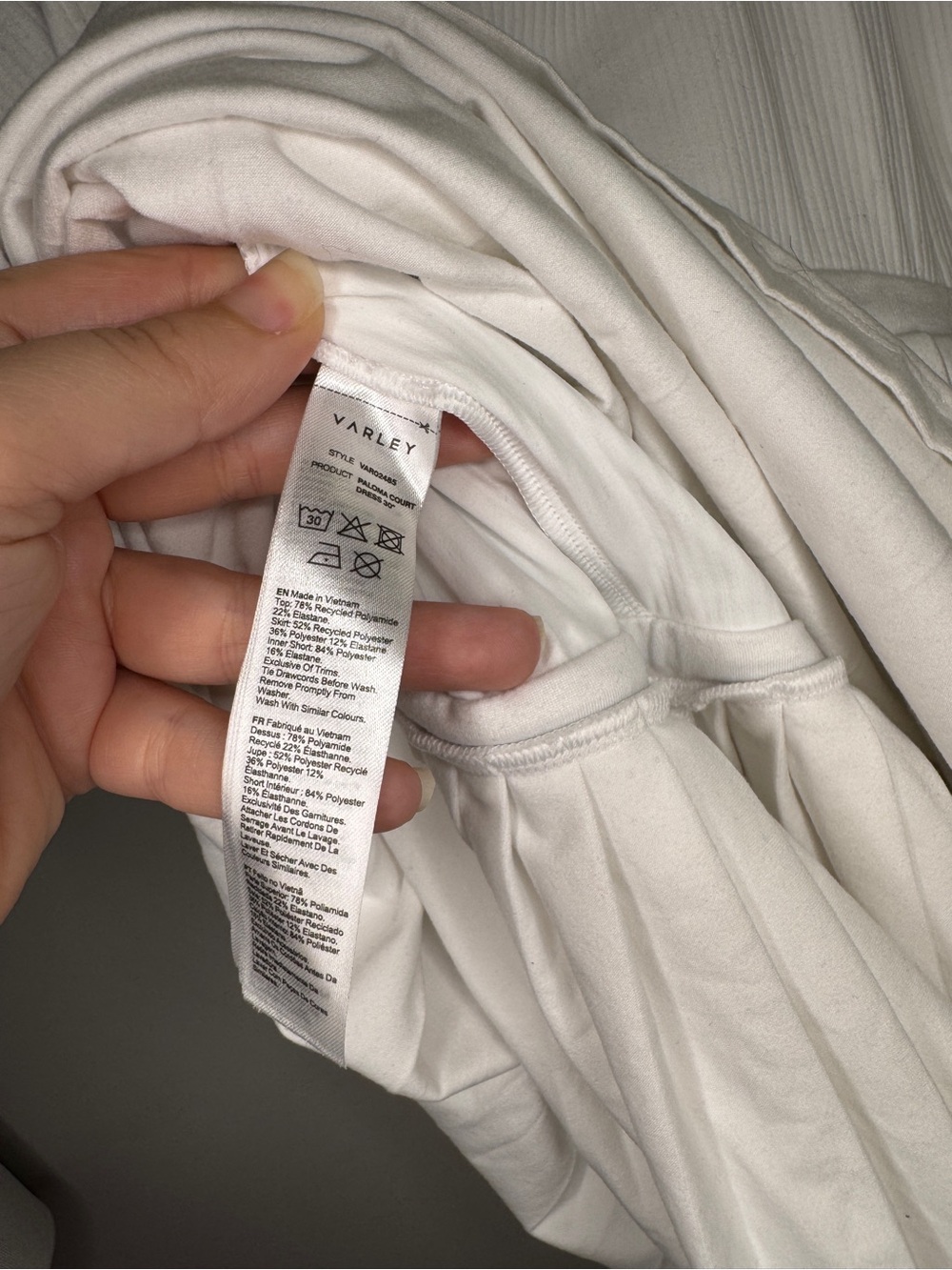 Varley Paloma White Tennis Dress with Dark Green Trim - Picture 5 of 6